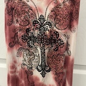 Pink and Black Cross Graphic Top